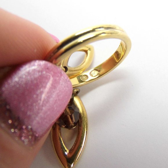 SWAROVSKI Gold over Sterling Silver Dangle Ring - Picture 4 of 9